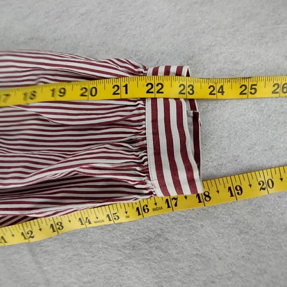 Crown & Ivy Women's 100% Cotton, Burgundy, White Striped Pullover Blouse Size 1X - Picture 11 of 13